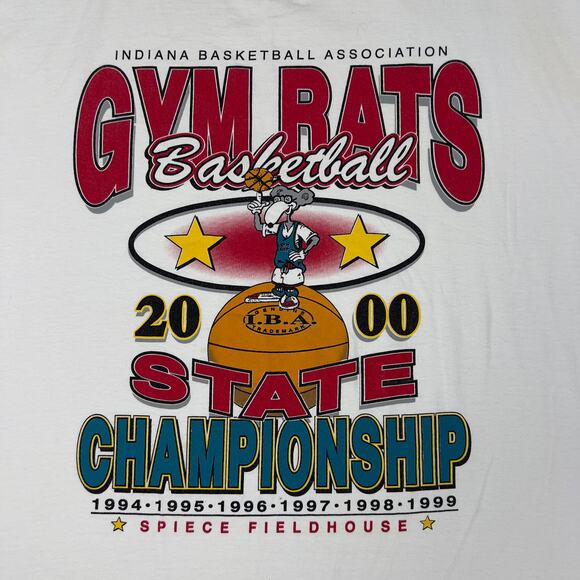 Vintage Indiana Gym Rats T-shirt Basketball State Championship Size XXL 2000 y2k - Picture 3 of 6
